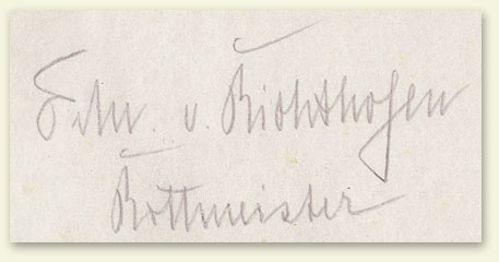 Manfred Richthofen signature & rank